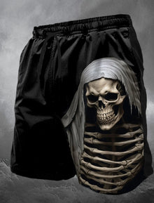 Men's Skull Long Swim Trunks Surf Trunks Shorts Fashion Street Trend Casual Daily Vacation with Elastic Waist Designer Clothing