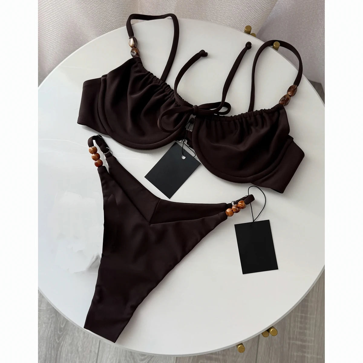 Push Up Bikini Set Women Beads Dot Swimwear Beachwear 2026