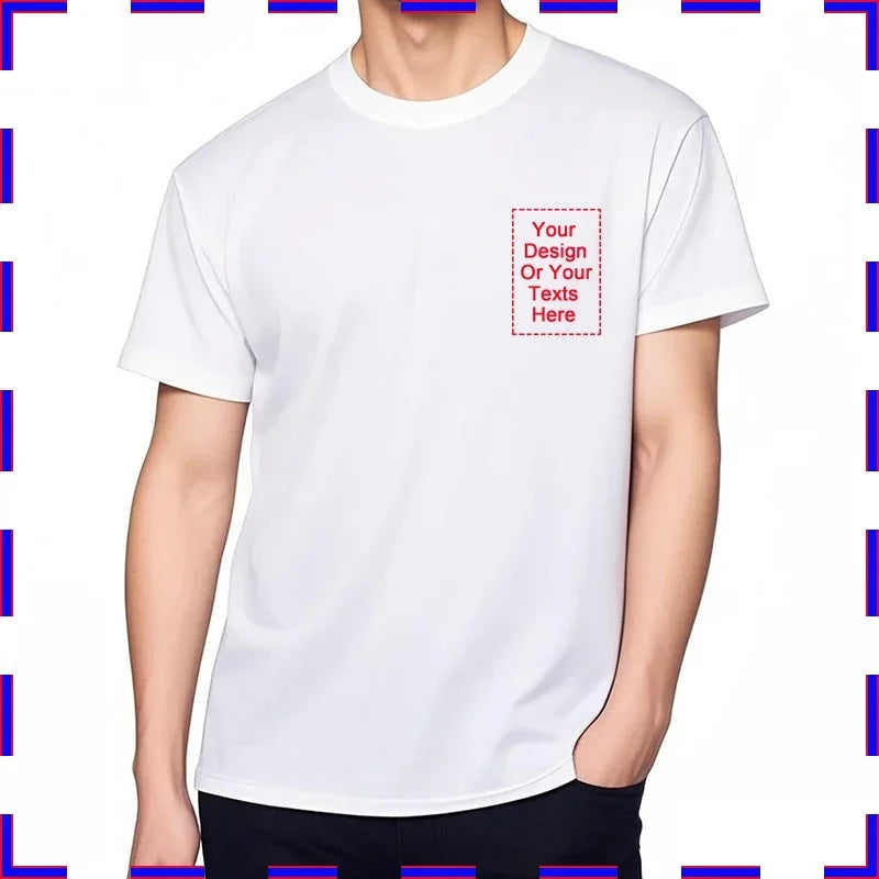 Customized Tee Shirt Your Text Here Premium Cotton Comfortable Men Tshirt Bigger Size O Neck Fashion Perfect Gift summer tees
