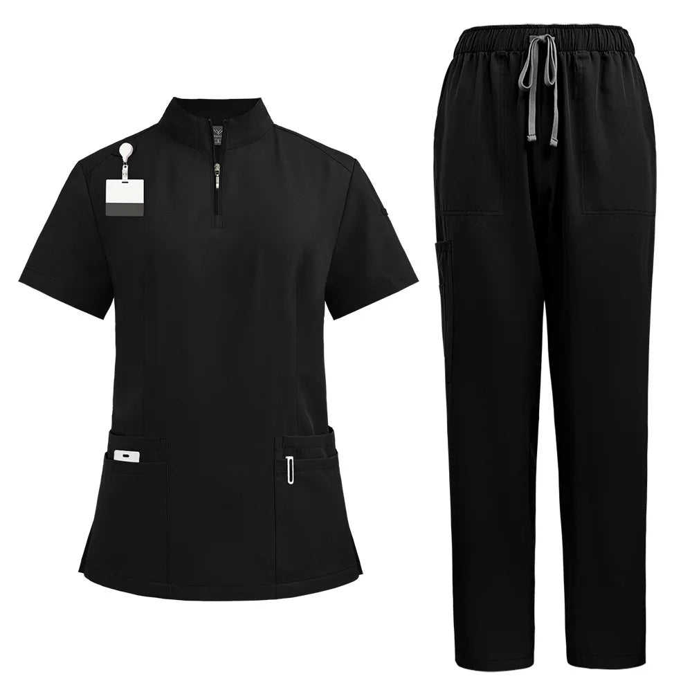 Neutral medical frosted stand up collar zipper design, doctor and nurse work clothes, operating room surgical clothes