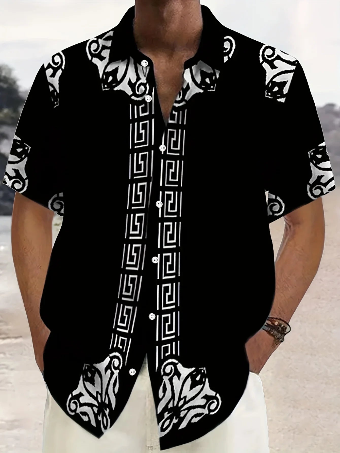 2026 Summer New Style Men's Short-Sleeved Shirt with 3D Patterned Print - Street Casual Fashion Comfortable and Soft