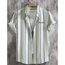Summer Fashion 3D Print Striped Men's Shirts Basic GraphicsButton Short Sleeve Lapel Streetwear Hawaiian Blouse Shirts for Men