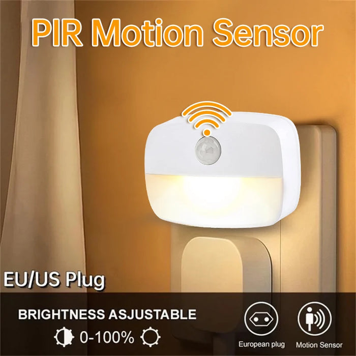 LED Night Light EU US Plug In Smart Motion Sensor Light 220V Wall Lamp For Home Aisle Hallway Stair Kitchen Bedroom Night Lamp
