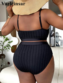 Plus Size Ribbed Bikini Set For Women 0XL To 4XL Swimsuit