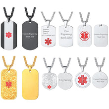 U7 Stainless Steel Custom Data Engrave ID Medical Alert Tag Necklace Men Women First Aid Allergy Infomation Emergcy Med Jewelry