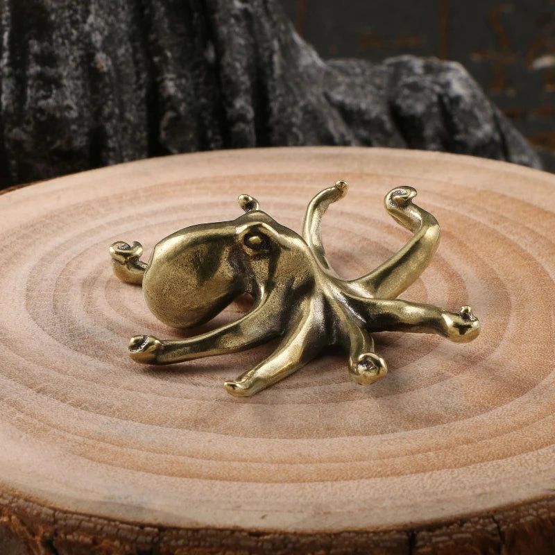 Brass Retro Octopus Cuttlefish Creative Marine Organism Office Desktop Ornament Accessories Small Tea Pet  Souvenir Gifts