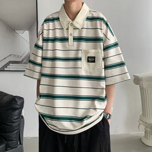 2024 New Summer Men POLO Shirt Trend Loose Clothing Students Short-sleeved T Shirt Tops Round Neck Five-quarter Sleeve Harajuku