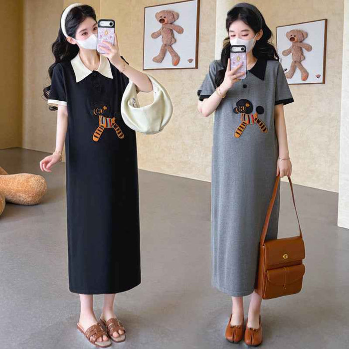 Gentle-style Loose-fitting Cartoon Maternity Dress