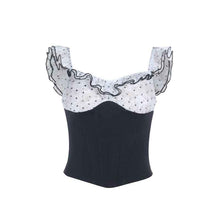 Women's Polka-Dot Patchwork Waist-Cinching Top
