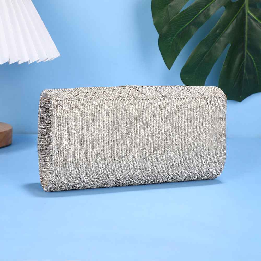 Elegant Striped Evening Bag With Chain Shoulder Strap