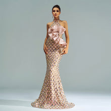 Halter Sequined Mermaid Evening Dress by Mirlaine Univers