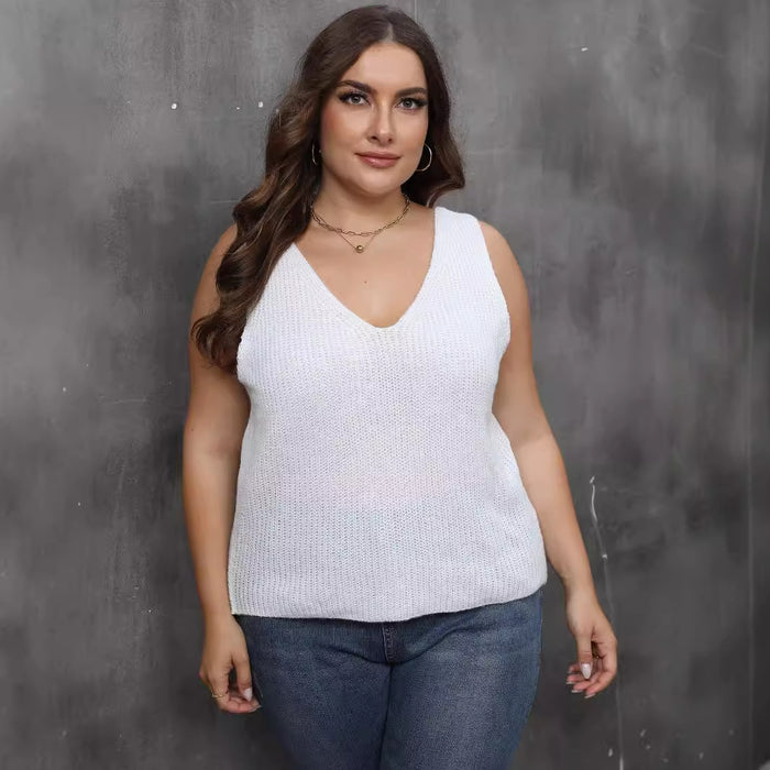 Back-cross V-neck Casual Base Sweater Knitted Top For Women