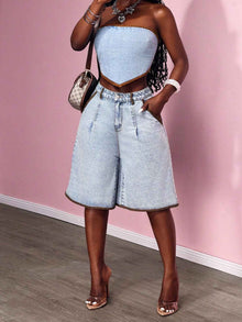 Women's Contrasting Flared Cropped Jeans