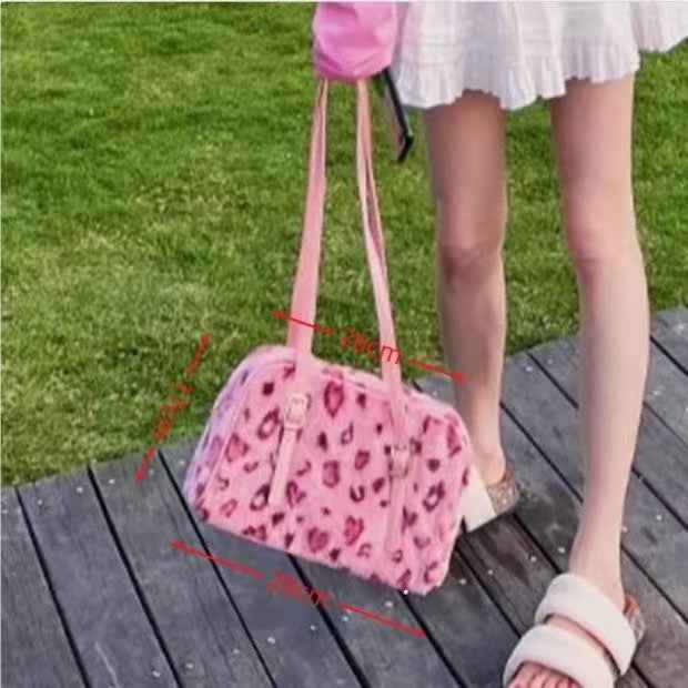 Womens Versatile Furry Shoulder Tote Bag