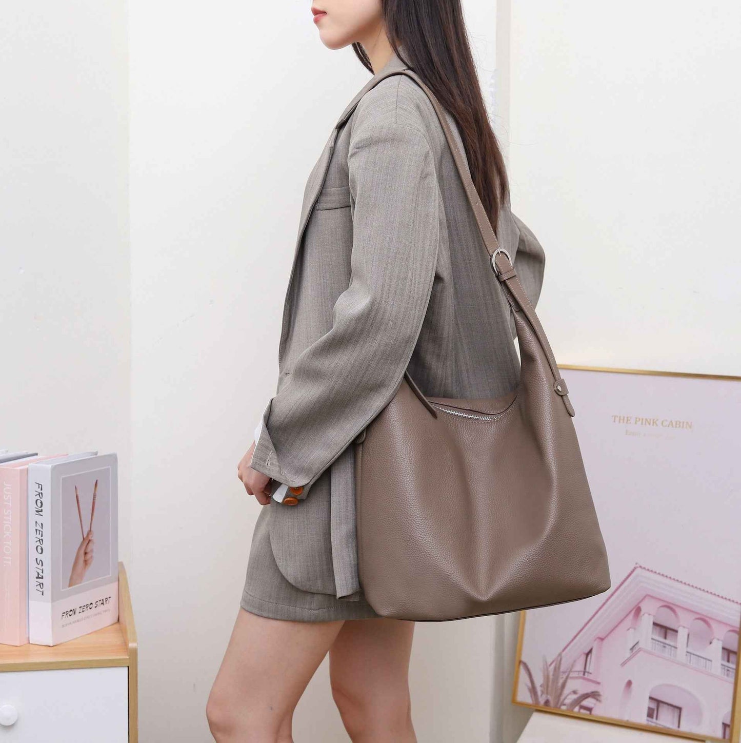 Womens Stylish Casual Crossbody Bag With A Genuine Leather Texture