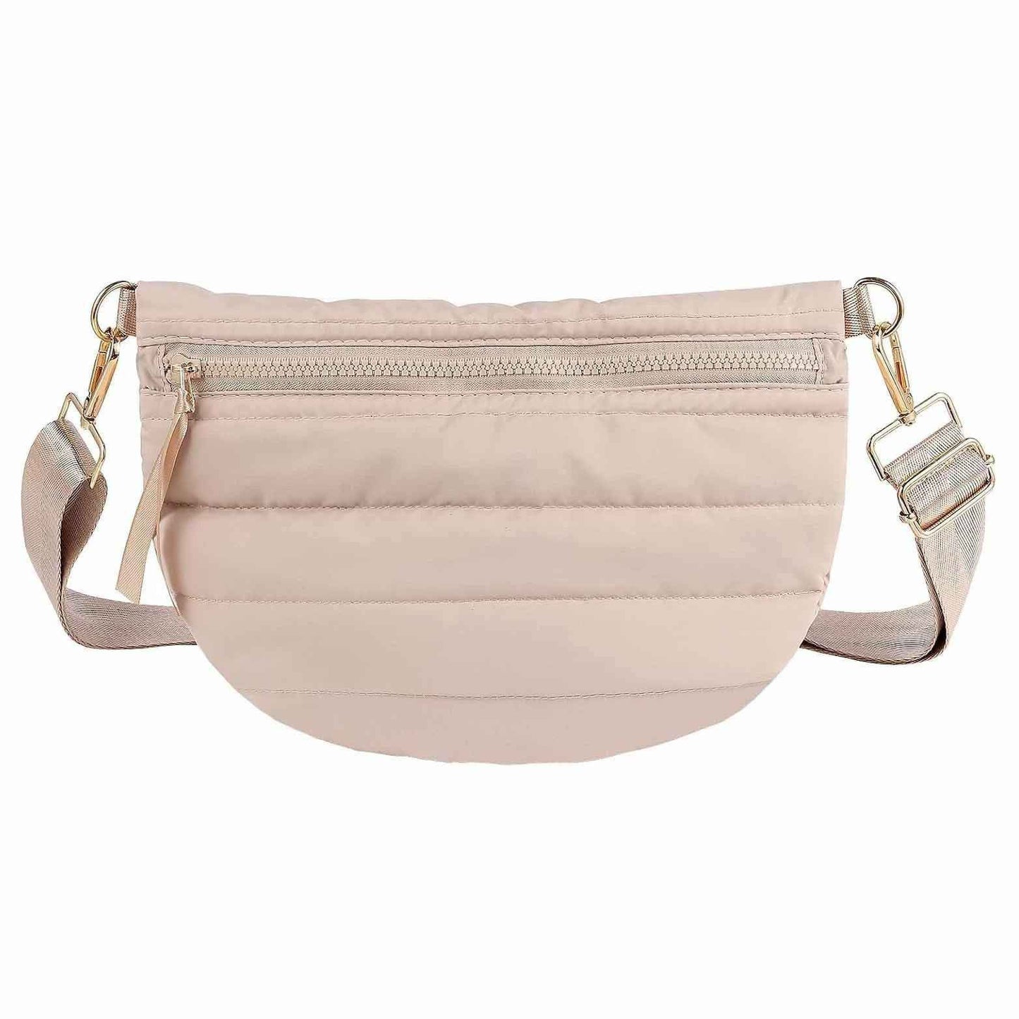 Womens Casual Quilted Solid-Color Down Waist Bag Shoulder Bag