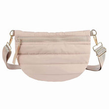 Womens Casual Quilted Solid-Color Down Waist Bag Shoulder Bag
