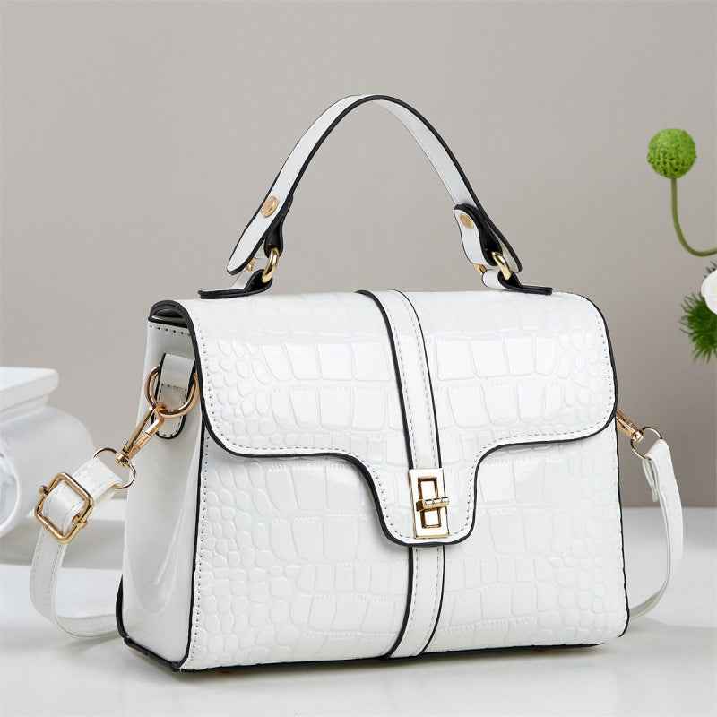 Sleek Stone-patterned Patent Leather Crossbody Bag That Pairs Effortlessly With Any Outfit
