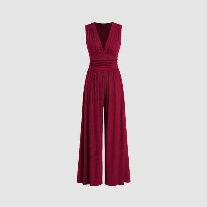 Combinaison femme en maille unie, ample et sans manches