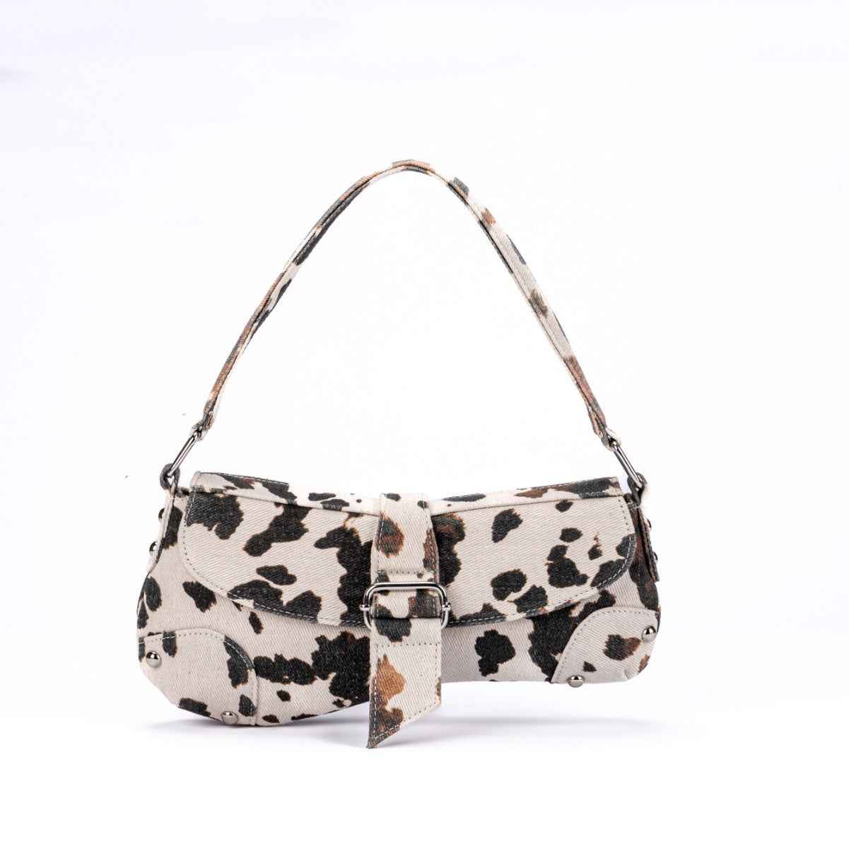 Womens Distressed Leopard-print Underarm Bag Asymmetric Single-shoulder