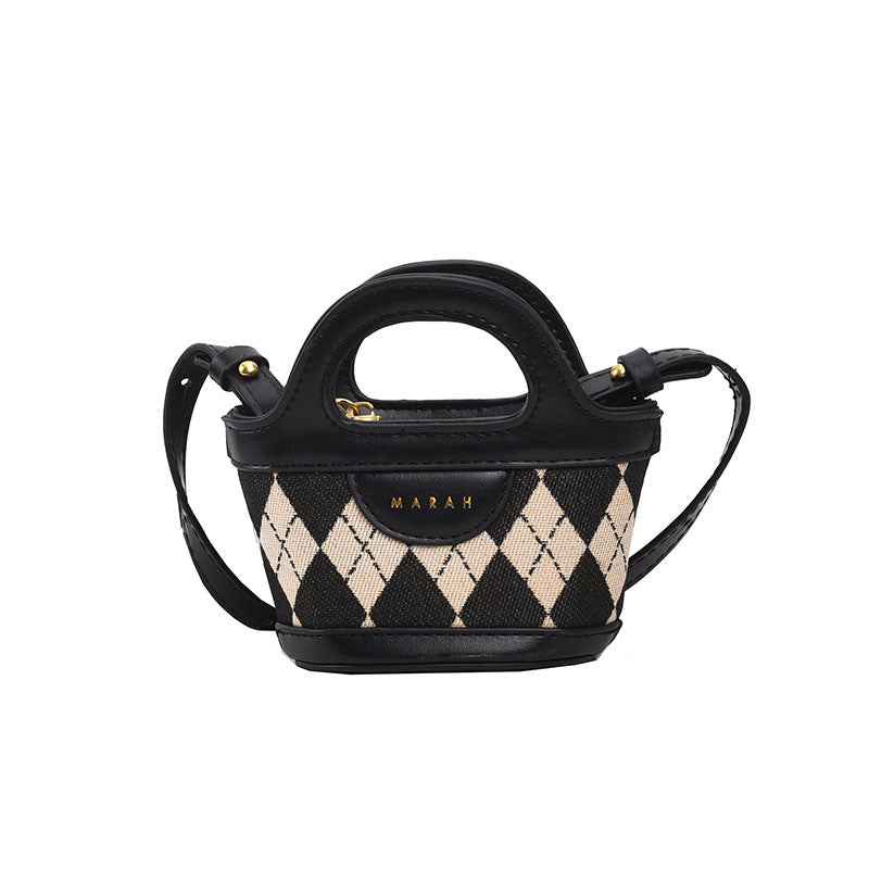 Korean-style Patchwork Fashion Plaid Niche Mini Tote Crossbody Bag