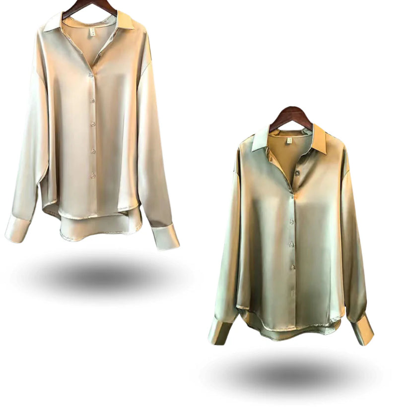 Women's Long-sleeved Satin Shirt by Mirlaine Univers