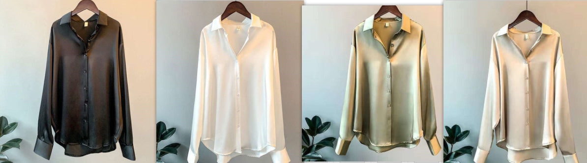 Women's Long-sleeved Satin Shirt by Mirlaine Univers