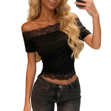 Off-shoulder Waist-cinching Slimming Short-sleeve Womens Top