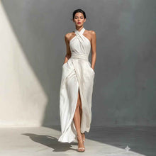 Sleeveless Elegant Slim-fit Pure White Dress