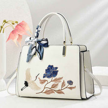 Womens New Chinese-Style National-Flair Embroidered Crane Fashion Crossbody Tote Bag