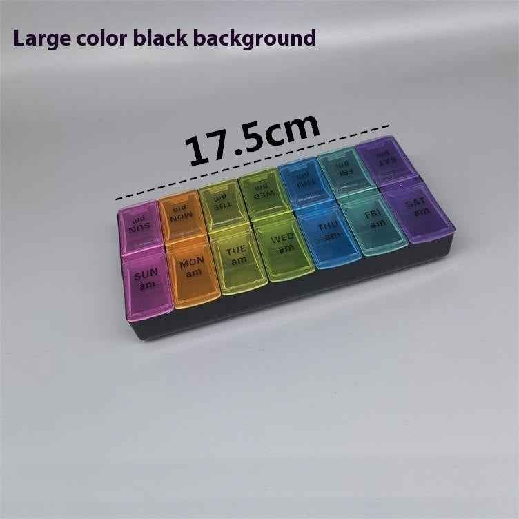 Big Small Size 14 Grid Week Pill Box Morning And Evening Color Week Pill Box Printing Russian English
