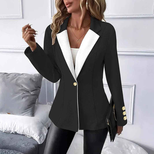 Long Solid-Colored Lapel Belted Cufflink Womens Suit