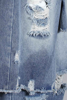 Casual Faux Two-piece Ripped Jeans