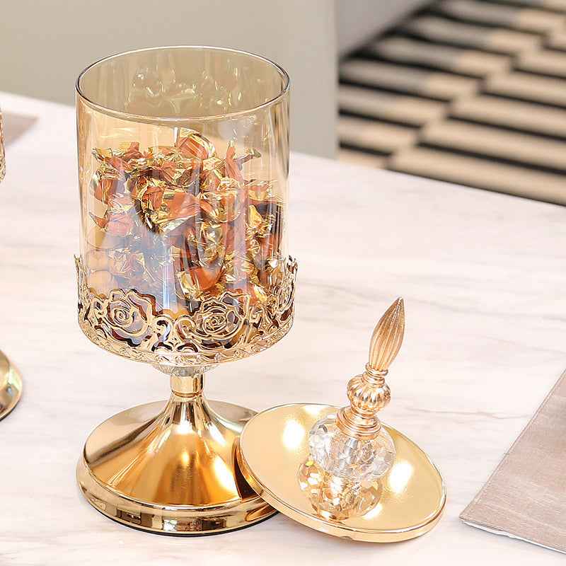 European Crystal Glass Storage Tank With Lid Decorative Ornaments