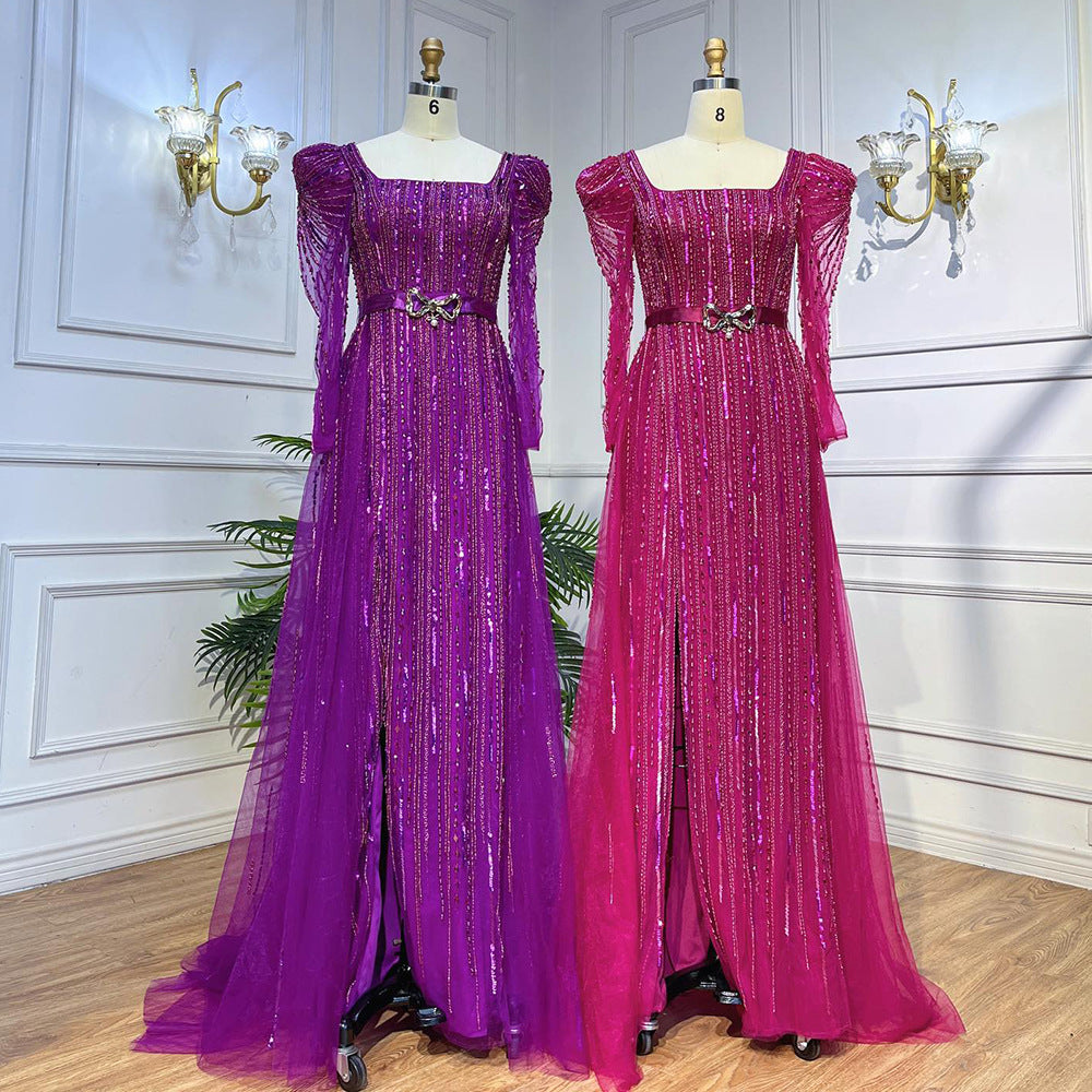 Rose Red Host Performance Evening Dress by Mirlaine Univers