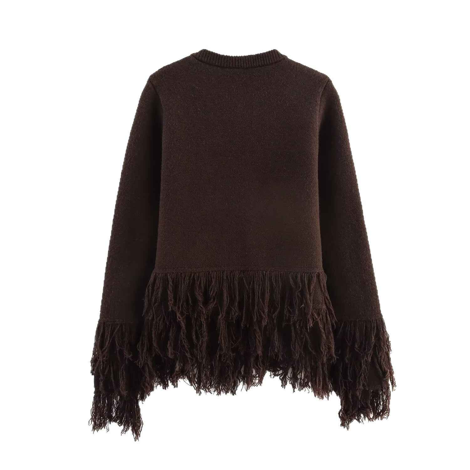 Fashionable Tassel-Trimmed Button Knitted Coat For Women