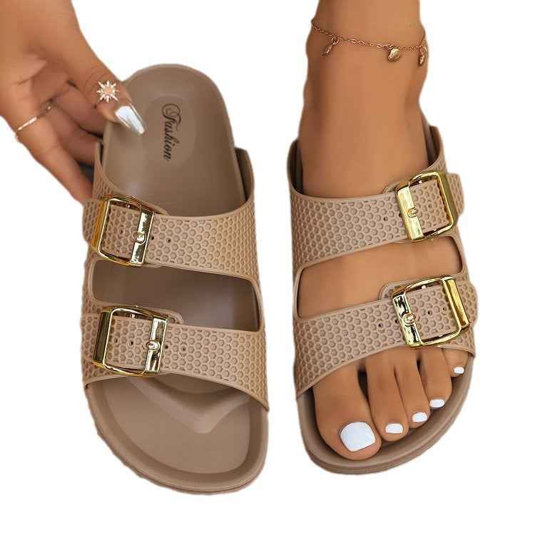 Summer New Fashion Belt Buckle Flat Sandals For Women