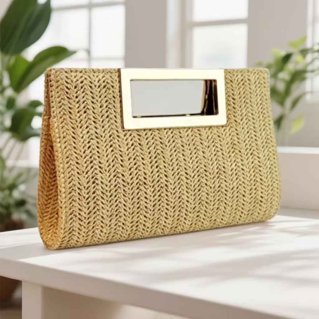 Womens Fashion New Woven Chain Clutch Bag