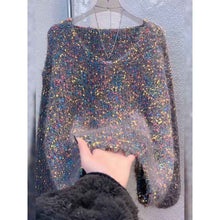 Women's V-neck Pullover Short Colorful Polka Dot Sweater