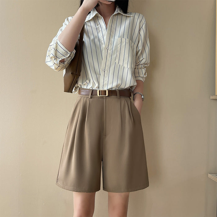 Shorts de costume taille haute pour femme, coupe ample et jambes larges