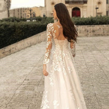 Long Sleeve Wedding Dress Mori Style Bridal Simple Round Neck by Mirlaine Univers
