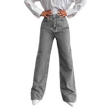 Silver-gray Straight-leg Womens Springfall Denim Jeans With A Draped Versatile Fit High Waist And Slimming Effect
