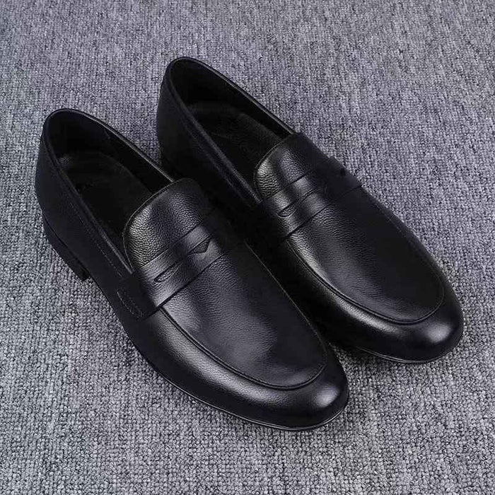 Mens Casual Breathable Leather Shoes With Soft Soles