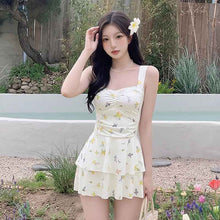 One-Piece Dress-Style Holiday Swimsuit With Butterfly Print