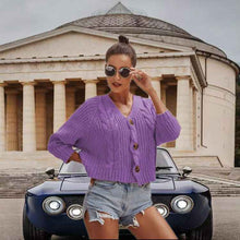 Autumn And Winter Button Solid Color Sweaters Short Loose