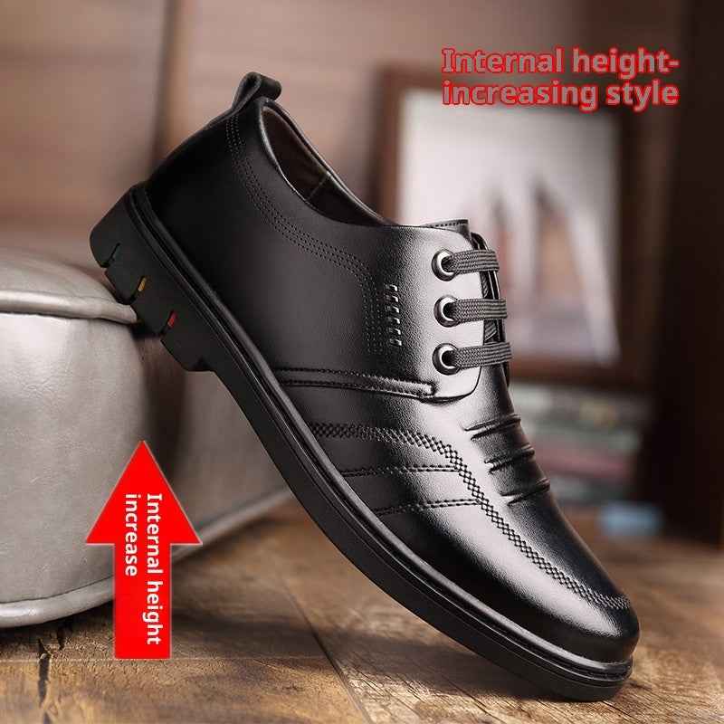 Men's Height Increasing Insole Genuine Leather Business Casual Leather Shoes