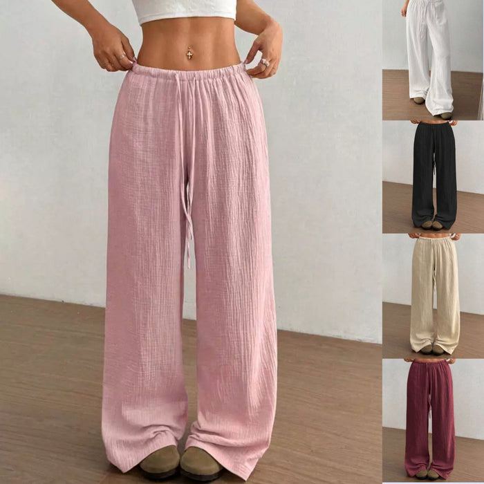 Casual Solid-color Cotton-linen Trousers Wide-leg Pants