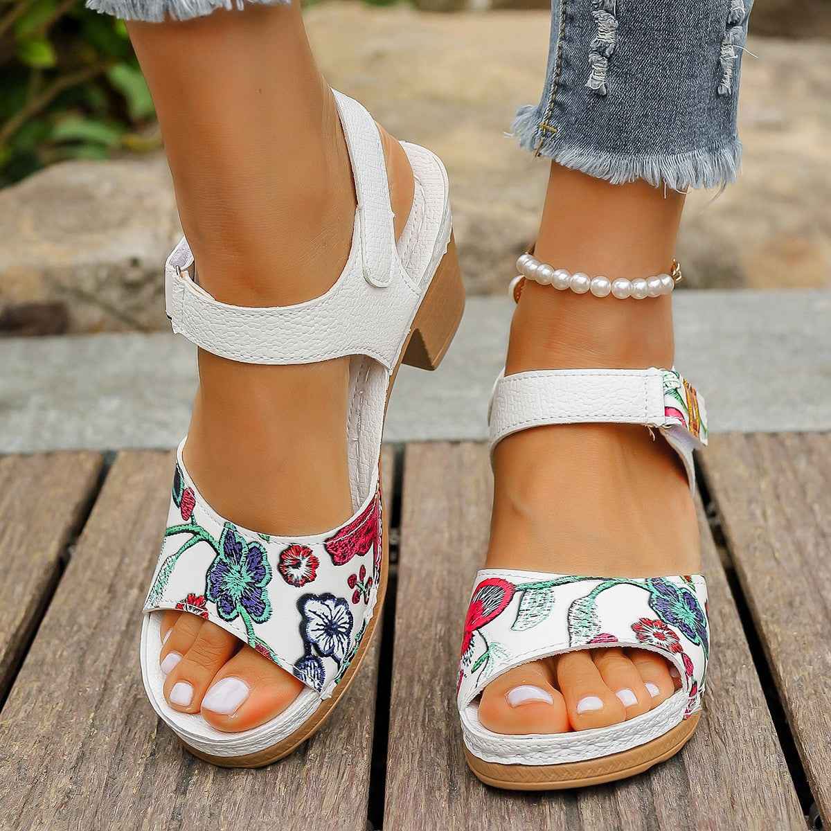 High Heel Sandals Velcro Buckle Casual Sandals For Women