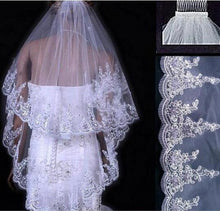Bridal Sequined Polyester Veil Face Cover Two Layers Lace Sideband by Mirlaine Univers