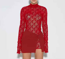 Lace Sheer Long-sleeved Mini Skirt